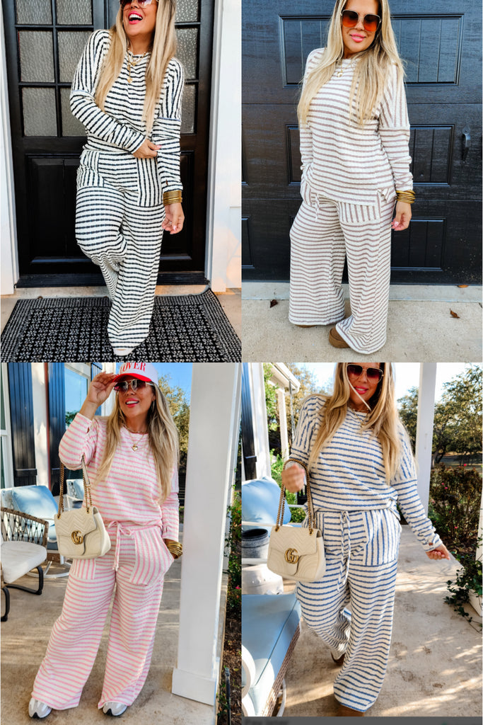 Feels Like Home Striped Set-S-3X-Pre
