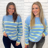 Round Neck Striped Sweater-S-XL