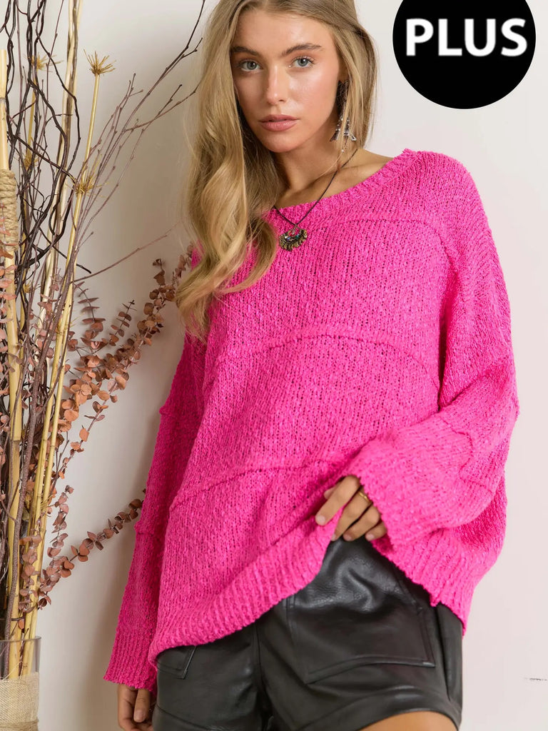 Pretty In Pink Sweater- Curvy