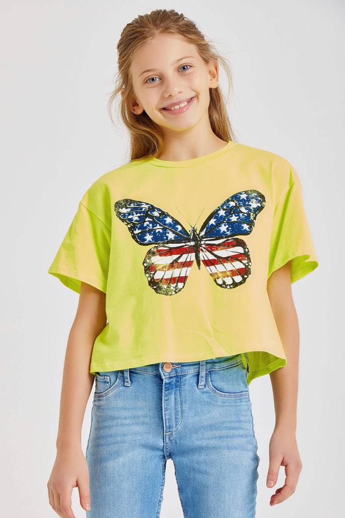 American Flag Butterfly Graphic Tee